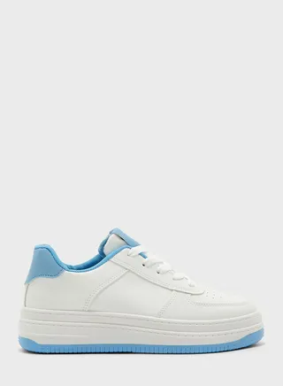 Chunky Trainers In White With Blue Tab