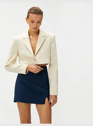 One Button Crop Blazer Jacket