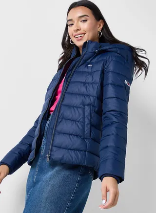Zip Through Hooded Puffer Jacket