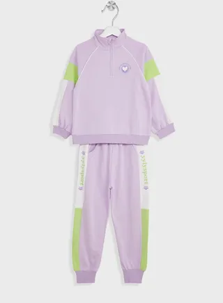 Girls Contrasting Hoodie And Jogger Set