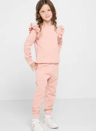 Sweatshirt With Frills & Joggers Set