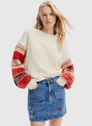 Embroidered Round Neck Sweatshirt