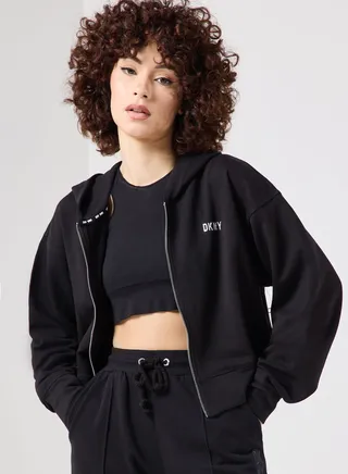 Zip Detail Logo Hoodie