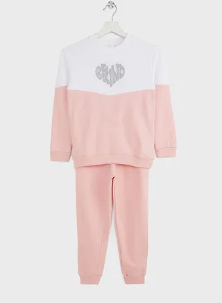 Girls Colorblock Sweatshirt And Jogger Set