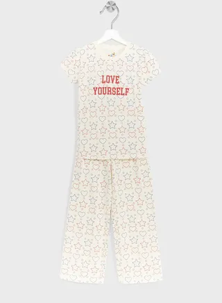 Casual T-Shirt & Joggers Set For Girls