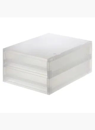 Polypropylene Vertical 2-Stage Draw-Out Case, W 26 x D 37 x H 16.5 cm, White