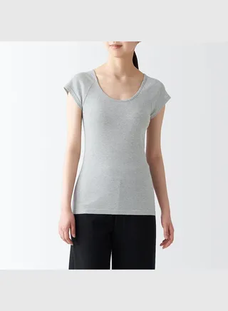 Cotton Ribbed French Sleeve T Shirt