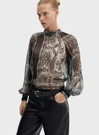 Balloon Sleeve Printed Top