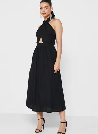 Halter Neck Cut Out Detail Dress