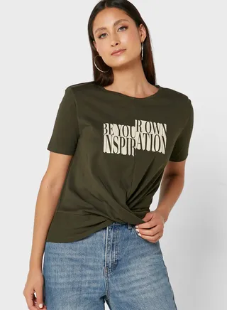 Crew Neck Wrap T-Shirt