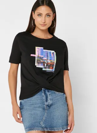 Crew Neck Wrap T-Shirt