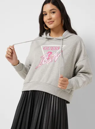 Drawstring Detail Printed Hoodie