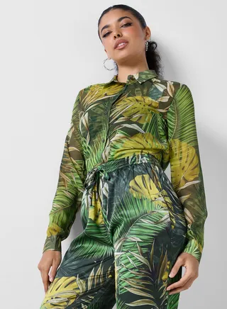 Printed Button Down Shirt