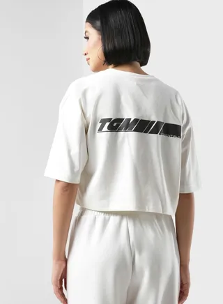Boxy Racer Printed Cropped T-Shirt