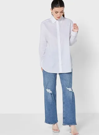 Ripped Straight Jeans