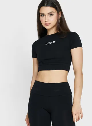 Crew Neck Crop Logo Top
