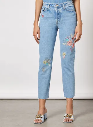 Embroidered Straight Jeans