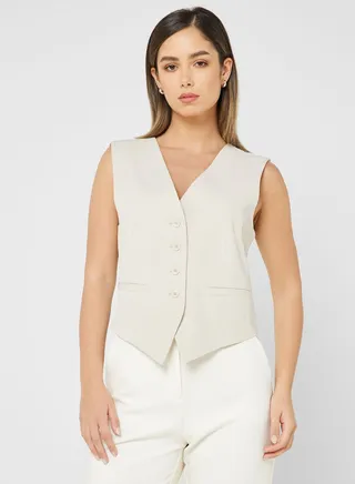 Button Detail Vest Jacket