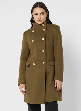 Button Pocket Detail Coat