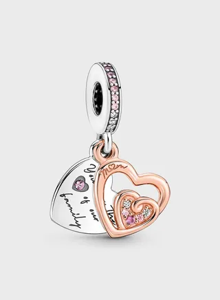 Entwined Infinite Hearts Double Dangle Charm