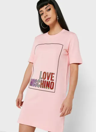 Round Neck Graphic Dress