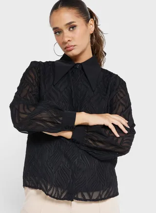 Textured Button Down Shirt