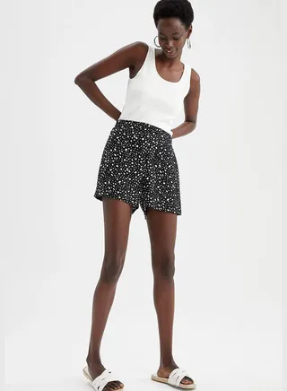 Polka Dot Patterned Relaxed Fit Shorts