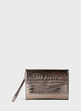 Crocey Croc Detail Debossed Envelope Pouch