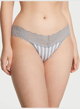 Posey Lace Waist Cotton Thong Panty