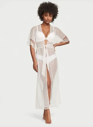 Dotted Mesh Long Robe