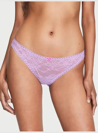 Lace & Mesh Lace-Up Cheekini Panty
