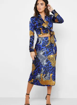 Animal Print Midi Skirt