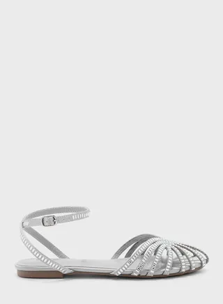 Jeweled Pointed Slingback Flat Shoe