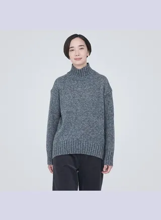 Wool Yak Blend Nep Yarn High Neck Sweater