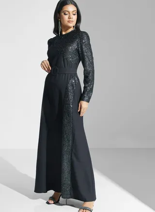Shimmer Detail A-Line Dress