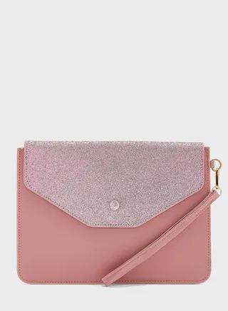Glitter Detail Envelope Clutch Bag