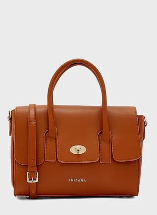 Padlock Detail Satchel Handbag