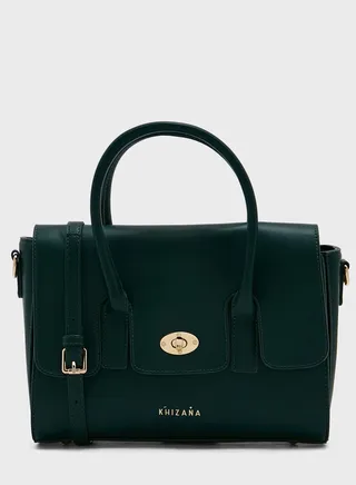 Padlock Detail Satchel Handbag