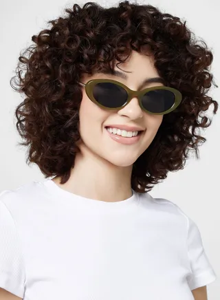 Chain Arm Oval Frame Sunglasses