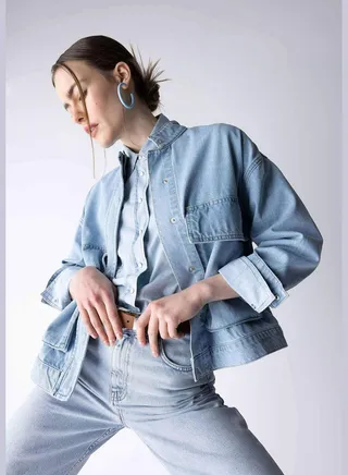 Woman Cargo Fıt Denim Jacket