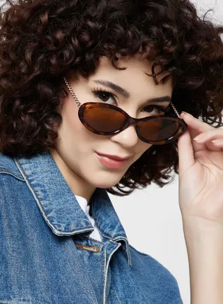 Chain Arm Oval Frame Sunglasses