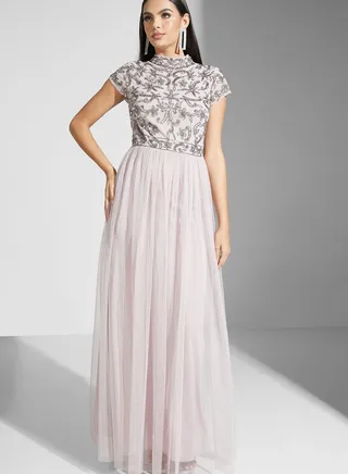 Julia High Neck Embellished Dress