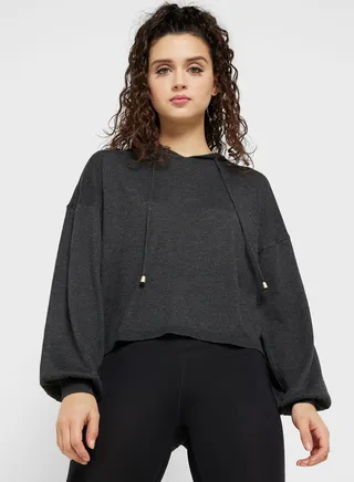Drawstring Knitted Hoodie