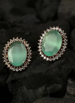 Emerald Desinger Gold Plated Studs