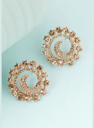 Gold Plated Party Designer Stone Stud For Women
