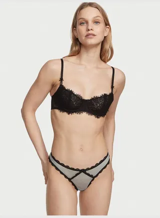 Swiss Dot Lace Thong Panty