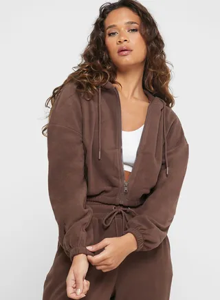Zip Detail Knitted Hoodie