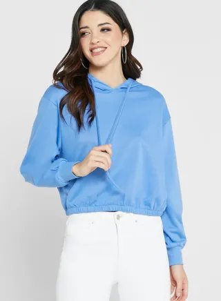 Drawstring Detail Knitted Hoodie