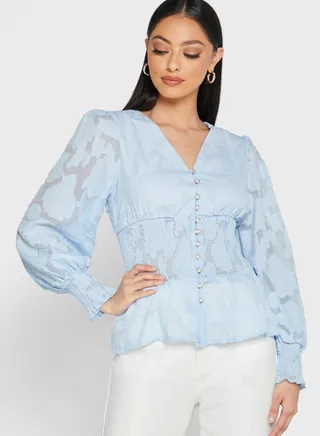 Shirred Waist Detail Top