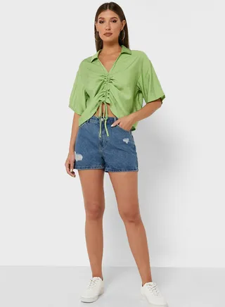 Ripped Denim Shorts
